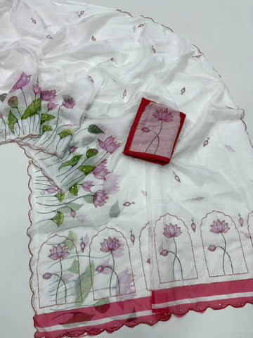 Elegant Tebby Silk Saree with Katdana Handwork - Festive Wear