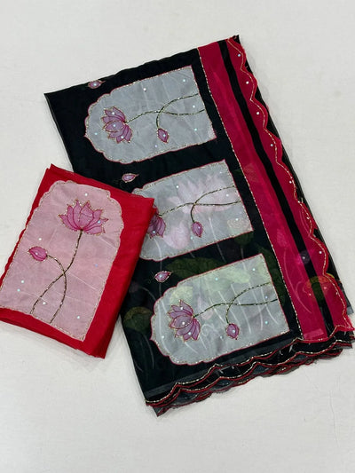 Elegant Tebby Silk Saree with Katdana Handwork - Festive Wear