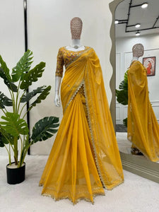 Elegant Tibby Silk Saree - Designer Sequence Embroidery for Women