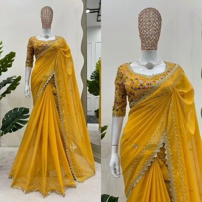 Elegant Tibby Silk Saree - Designer Sequence Embroidery for Women