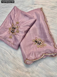 Buy Elegant Tissue Saree with Exquisite Handwork for Women | Festive Glam Ethnic Wear Online