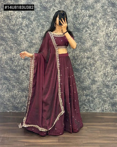Elegant Tissue Silk Lehngha Choli - Intricate Embroidery for Women