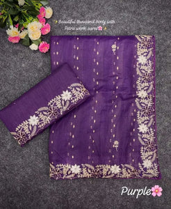 Elegant Tissue Silk Saree with Embroidered Blouse - Festive Wear for Women