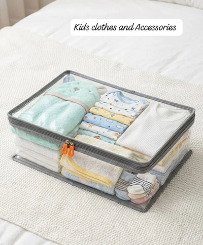 Elegant Transparent Saree Organizer - Multipurpose Storage for Wardrobe & Travel (Set of 4)