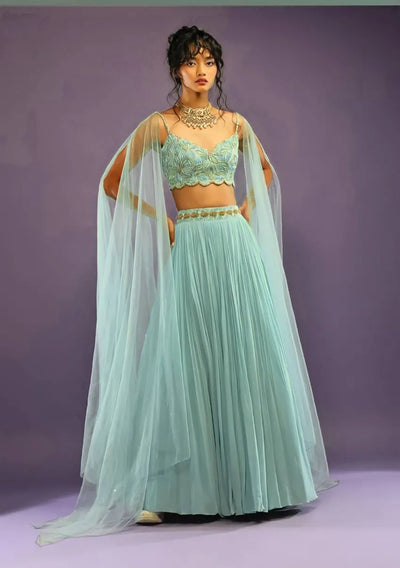 Elegant Turquoise Lehenga Choli - Embroidered Wedding Wear