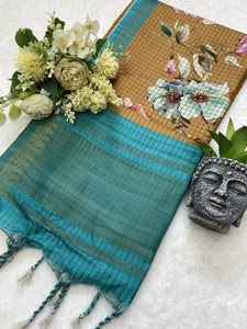 Elegant Tussar Silk Saree - Soft Checks Festive Wear for Women