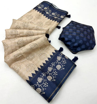Elegant Tussar Zari Saree with Bentex Border for Festive Prep