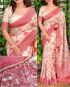 Elegant Tusser Cotton Saree - Pearl Work Festive Wear for Women