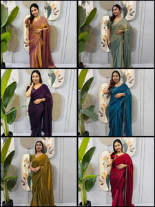 Elegant Two Tone Gown Saree - Ready to Wear with Beads Lace for Women