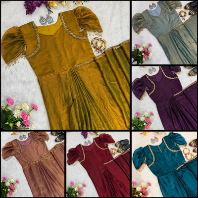 Elegant Two Tone Gown Saree - Ready to Wear with Beads Lace for Women