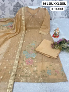 Elegant Unstitched Kurta Dupatta Set with Floral Embroidery - Festive Wear for Women