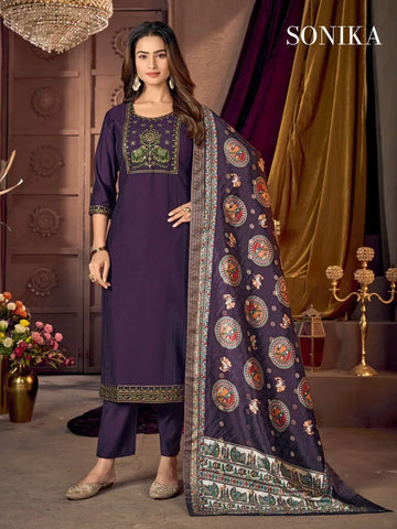 Elegant Vertican Silk Kurti Set - Heavy Embroidery for Women