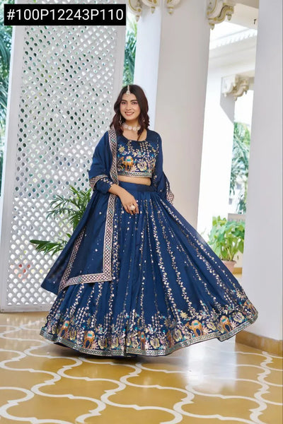 Elegant Vichitra Lehenga - Heavy Sequence Embroidery for Festive & Party Wear