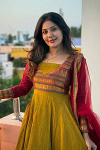 Elegant Vichitra Silk Anarkali Dress - Zari Border Festive Wear for Women