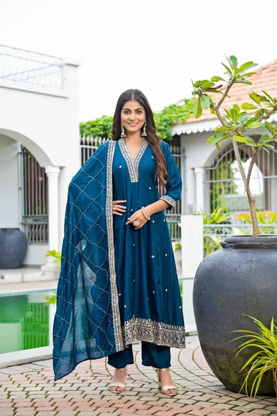 Elegant Vichitra Silk Anarkali Kurti Set for Women