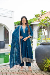 Elegant Vichitra Silk Anarkali Kurti Set for Women