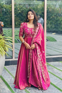 Elegant Vichitra Silk Anarkali Suit - Embroidered Festive Wear | S-XXL