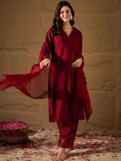 Elegant Vichitra Silk Kurta Set - Party Wear with Georgette Dupatta for Women