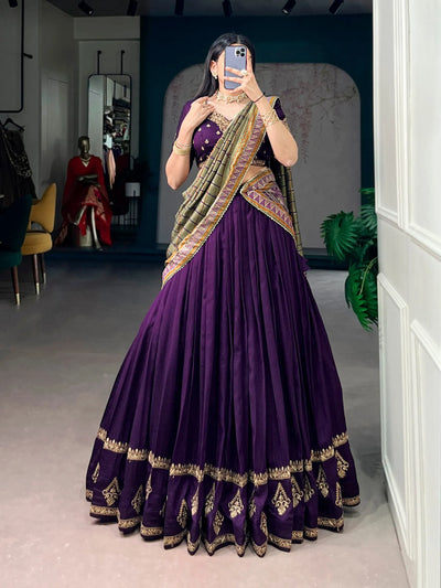 Elegant Vichitra Silk Lehenga Choli Set - Heavy Sequins Embroidery for Women's Festive Wear