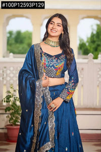 Elegant Vichitra Silk Lehenga - Heavy Embroidery & Sequence Work for Festive & Wedding Wear