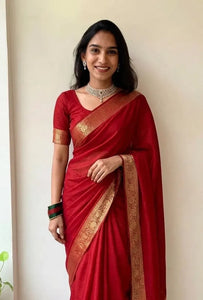 Elegant Vichitra Silk Saree with Jacquard Border for Women