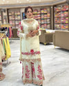 Exclusive Vichitra Silk Embroidered Sharara Suit Set with Codding Sequence Work