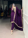 Elegant Vichitra Silk Suit Set - Exquisite Sequins & Thread Embroidery for Festive Wear