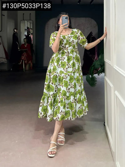 Elegant Vichritra Silk Floral Frock - Festive Wear for Women