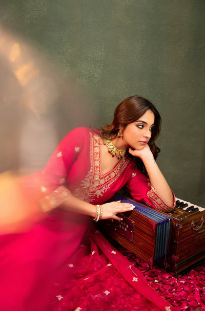 Elegant Viscose Chanderi Kurti Set - Hand-Embroidered with Pure Organza Dupatta for Festive Wear