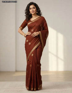 Elegant Viscose Dola Saree - Self-Weave Butta & Zari Border for Festive Occasions