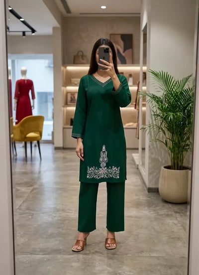 Elegant Viscose Embroidered Kurti Pant Set - Premium Festive Wear for Women