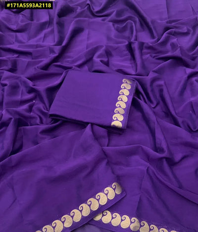 Elegant Viscose Georgette Saree - Chit Pallu for Festive Wear