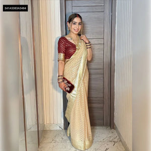 Elegant Viscose Georgette Saree - Fancy Zari Border for Women