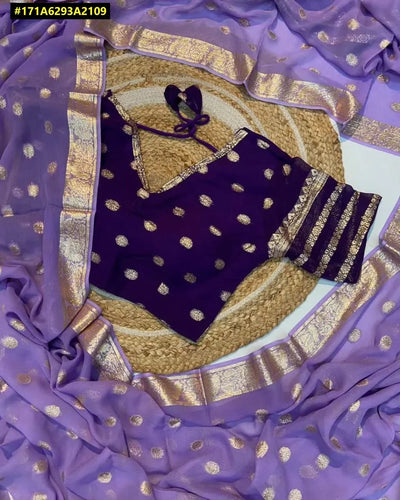 Elegant Viscose Georgette Saree - Stitched Blouse for Festive & Party Wear