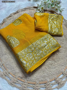 Elegant Viscose Georgette Saree - Traditional Butta Weaving for Women