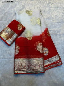 Elegant Viscose Georgette Saree - Weaving Jacquard & Contrast Blouse for Festive Wear