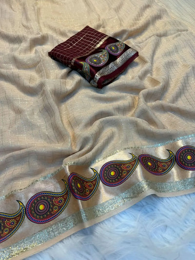Elegant Viscose Georgette Saree with 3D Border for Festive Wear