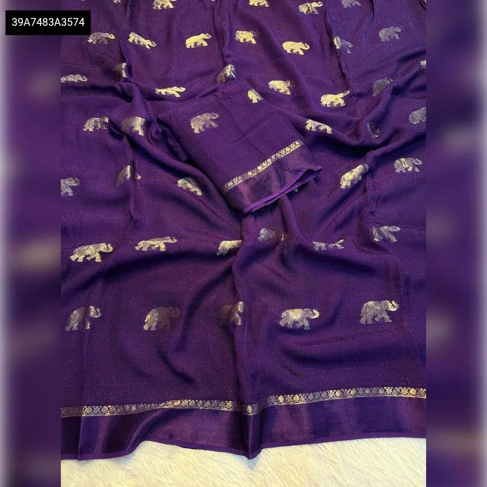 Premium Viscose Jute Khadi Fabric with Elephant Jacquard Butti
