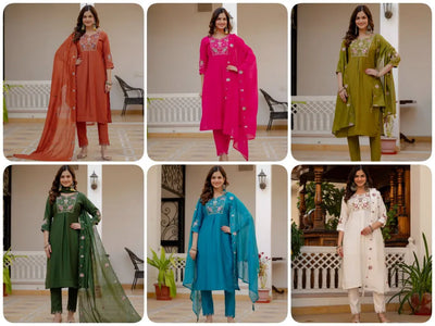 Elegant Viscose Kurti Set - Multi Embroidery for Festive Wear