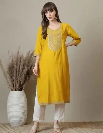 Elegant Viscose Rayon Kurti with Exquisite Embroidery for Festive Wear