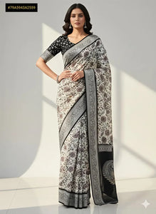 Elegant Viscose Saree - Floral Print Festive Wear for Women