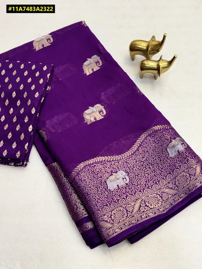 Elegant Viscose Silk Saree - Rich Pallu & Butti Design for Festivities