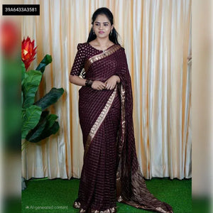 Elegant Viscous Georgette Saree - Luxurious Drape for Festive Wear