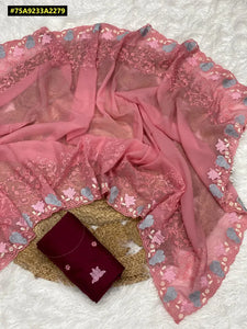 Elegant Windy Crush Saree - Intricate Resham Embroidery for Festive Wear
