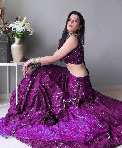 Elegant Wine Lehenga Choli - Thread Embroidery Wedding Wear