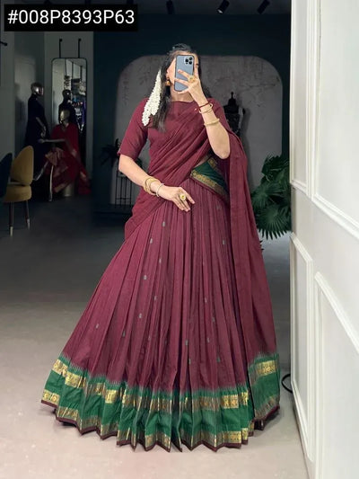 Elegant Zari Weaving Chanderi Lehenga Choli - 4 Meter Flair for Festive Wear