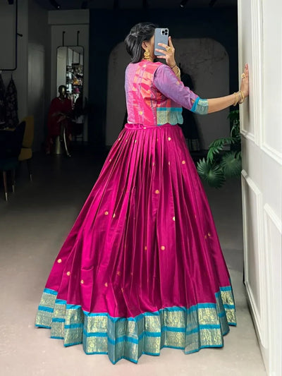 Elegant Zari Weaving Lehenga - Full Flair Festive Wear for Women