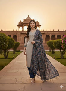 Elegant Zora Silks Embroidered Suit - Festive Wear Dress Material for Women