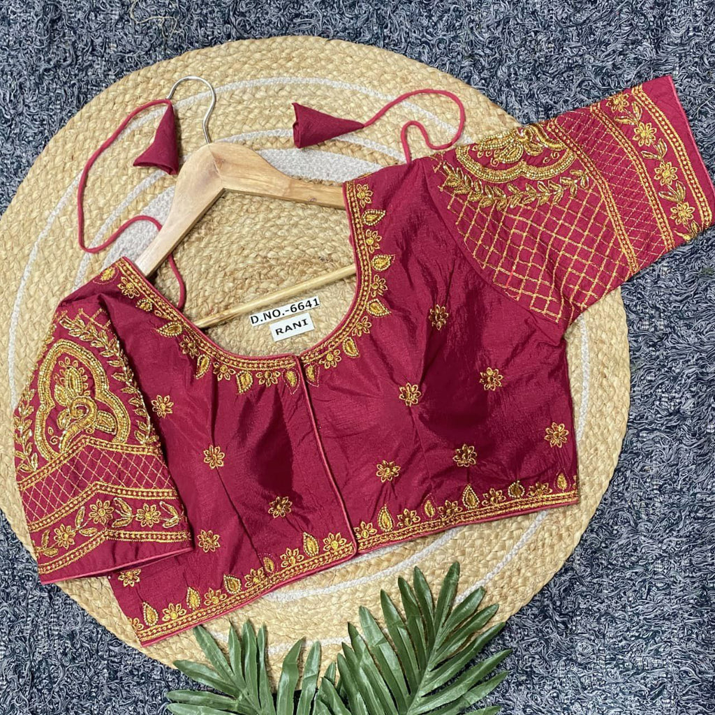 Rani Embroidered Art Silk Half Sleeve Blouse for Women, Party Wear, TRENDBUY