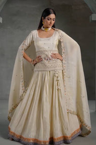 Embroidered Chinon Crop Top Lehenga for Women | Festival & Party Wear